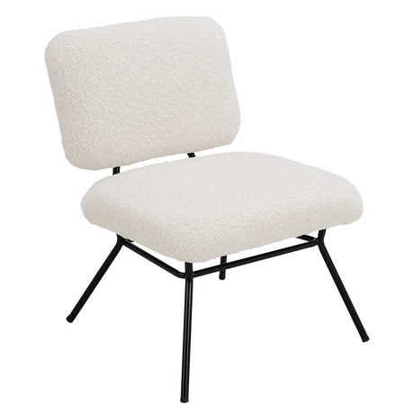 Nordic Faux Wool Accent Leisure Chair with Metal Frame