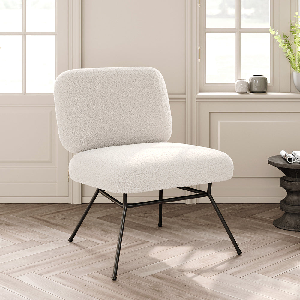 Nordic Faux Wool Accent Leisure Chair with Metal Frame