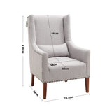 Elegant Studded Armchair with High Back and Cushioned Seat