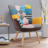 Tufted Linen Armchair Modern Accent Chair