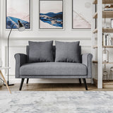 Dark Grey 2 Seater Sofa Upholstered Loveseat with Rolled Arms