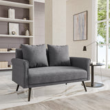 Dark Grey 2 Seater Sofa Upholstered Loveseat with Rolled Arms