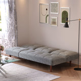 Grey Faux Suede 3 Seater Upholstered Sofa Bed