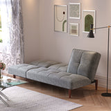 Grey Faux Suede 3 Seater Upholstered Sofa Bed