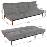 Grey Faux Suede 3 Seater Upholstered Sofa Bed