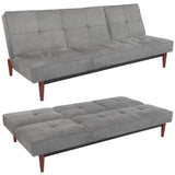 Grey Faux Suede 3 Seater Upholstered Sofa Bed