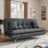 Grey Fabric Sofa Bed 2 Seater Convertible Sofa with Tufted Design