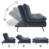 Grey Fabric Sofa Bed 2 Seater Convertible Sofa with Tufted Design