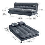 Grey Fabric Sofa Bed 2 Seater Convertible Sofa with Tufted Design