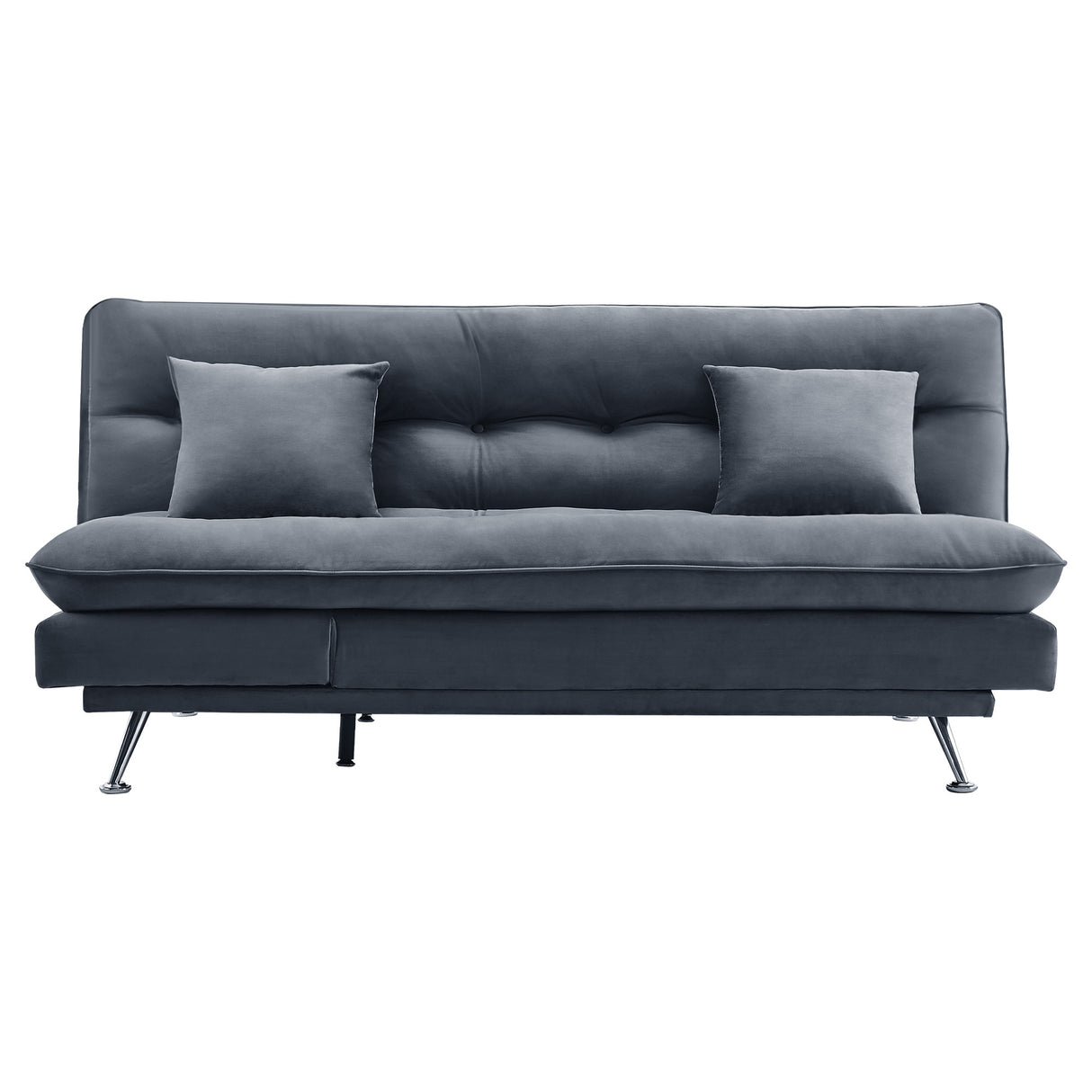 Grey Fabric Sofa Bed 2 Seater Convertible Sofa with Tufted Design