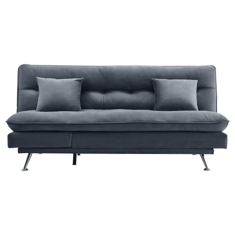 Grey Fabric Sofa Bed 2 Seater Convertible Sofa with Tufted Design