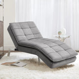 Grey Adjustable Chaise Lounge Modern Fabric Reclining Chair