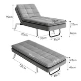 Grey Adjustable Chaise Lounge Modern Fabric Reclining Chair