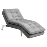 Grey Adjustable Chaise Lounge Modern Fabric Reclining Chair