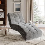 Grey Adjustable Chaise Lounge Modern Fabric Reclining Chair