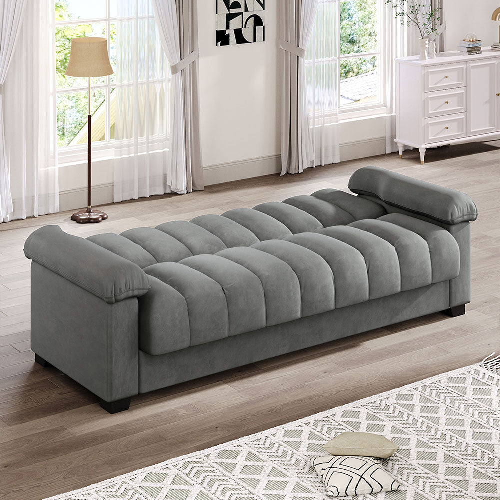 Grey Fabric Sofa Bed with Pillows Modern Sleeper Sofa
