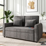Grey Convertible Sofa Bed Small Space Sleeper Sofa with Pillow Top Comfort