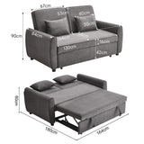 Grey Convertible Sofa Bed Small Space Sleeper Sofa with Pillow Top Comfort