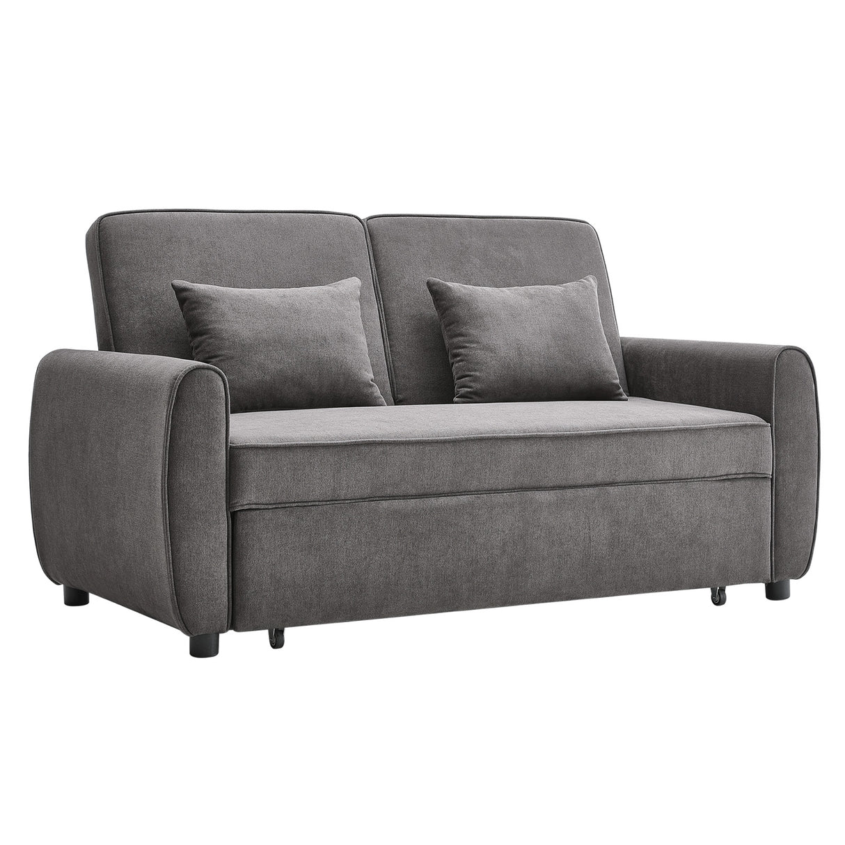 Grey Convertible Sofa Bed Small Space Sleeper Sofa with Pillow Top Comfort