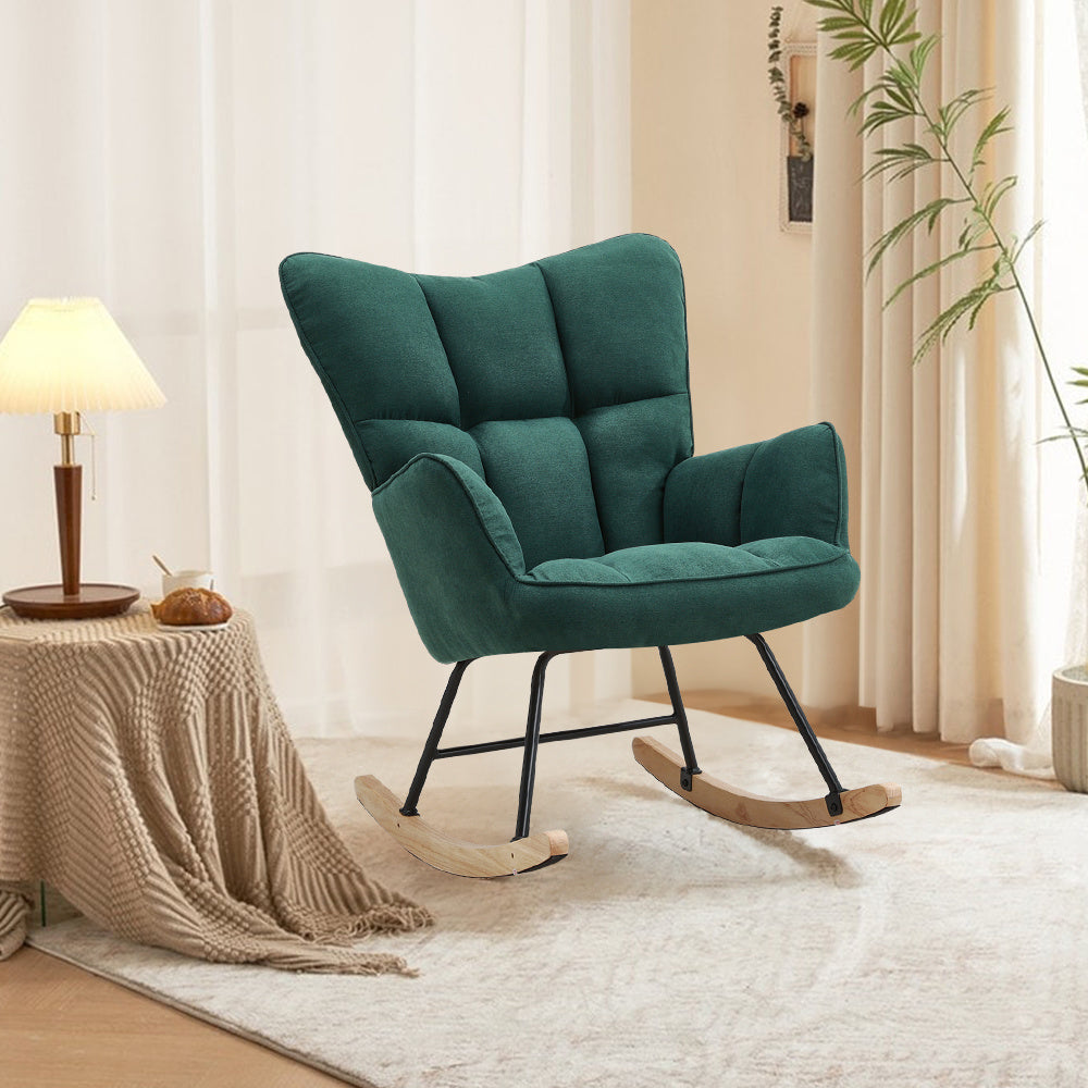 Tufted Sherpa Upholstered Rocking Chair Modern Cozy Rocker