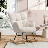 Tufted Sherpa Upholstered Rocking Chair Modern Cozy Rocker