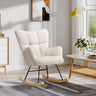 Tufted Sherpa Upholstered Rocking Chair Modern Cozy Rocker