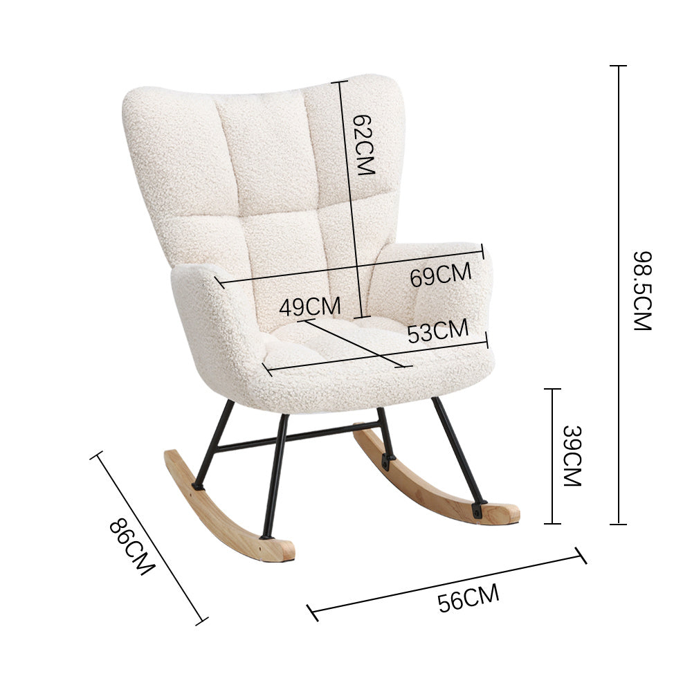 Tufted Sherpa Upholstered Rocking Chair Modern Cozy Rocker