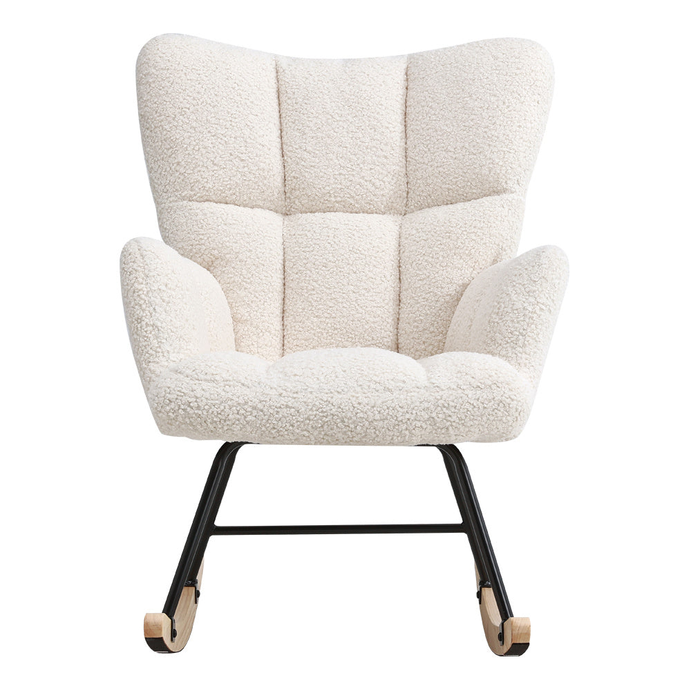 Tufted Sherpa Upholstered Rocking Chair Modern Cozy Rocker