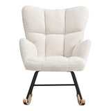 Tufted Sherpa Upholstered Rocking Chair Modern Cozy Rocker