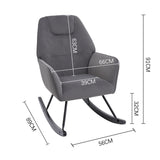 Grey Frosted Velvet Nursery Rocking Chair Ergonomic Support