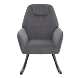Grey Frosted Velvet Nursery Rocking Chair Ergonomic Support