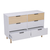 White Contemporary Wooden Storage Cabinet with 6 Drawers Bedroom Chest of Drawers