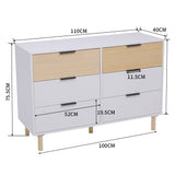 White Contemporary Wooden Storage Cabinet with 6 Drawers Bedroom Chest of Drawers
