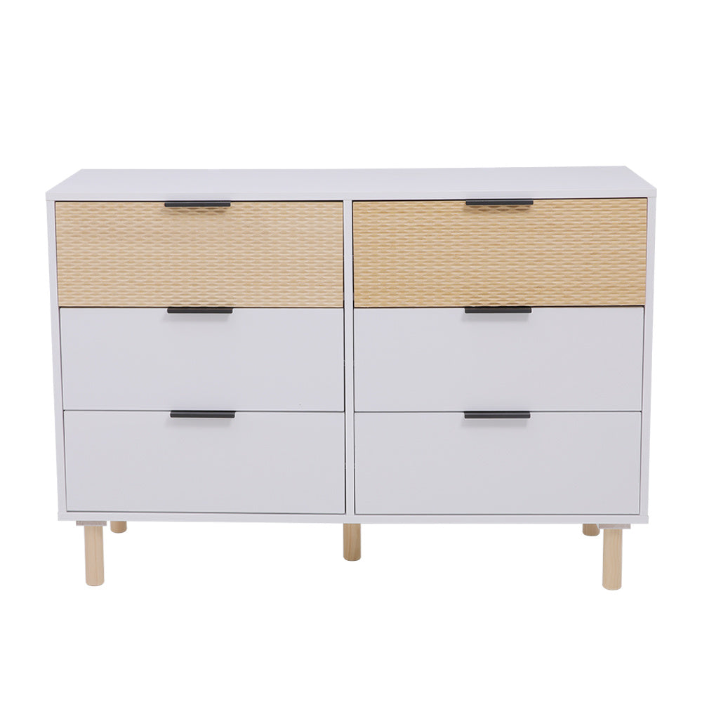 White Contemporary Wooden Storage Cabinet with 6 Drawers Bedroom Chest of Drawers