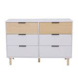 White Contemporary Wooden Storage Cabinet with 6 Drawers Bedroom Chest of Drawers