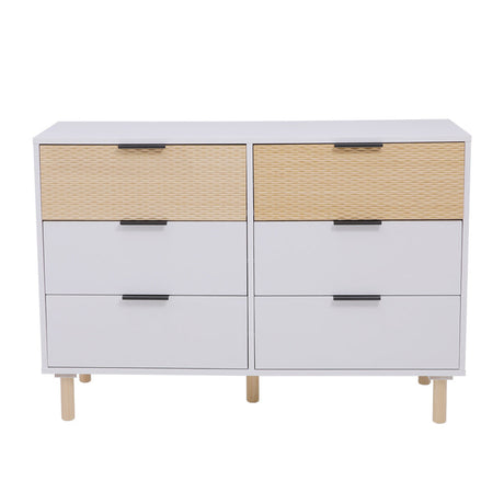 White Contemporary Wooden Storage Cabinet with 6 Drawers Bedroom Chest of Drawers
