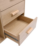 Rattan Wooden Storage Cabinet with 4 Drawers Modern Sideboard