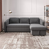 Dark Grey3 Seater L Shaped Sofa Bed with Storage Pull Out Fabric