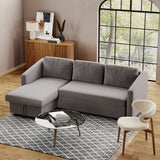 Dark Grey3 Seater L Shaped Sofa Bed with Storage Pull Out Fabric