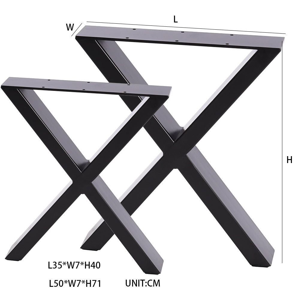 Set of 2 Metal Table & Bench Legs Frames XShape Steel Base Stands