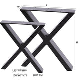 Set of 2 Metal Table & Bench Legs Frames XShape Steel Base Stands