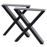 Set of 2 Metal Table & Bench Legs Frames XShape Steel Base Stands
