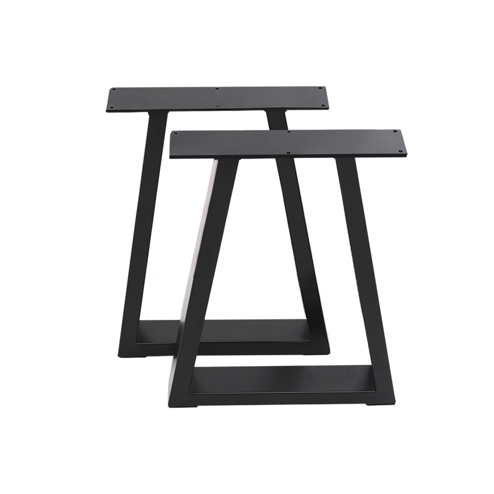 Set of 2 Metal Table & Bench Legs Frames Trapezium with Top Steel Base Stands