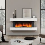 White Modern Wall Mounted Electric Fireplace Heater with Remote Control