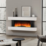 White Modern Wall Mounted Electric Fireplace Heater with Remote Control