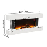 White Modern Wall Mounted Electric Fireplace Heater with Remote Control