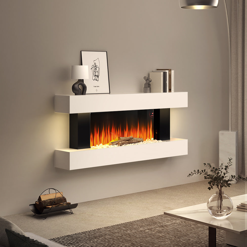 Electric Fireplace Wall Mounted Smart Heater with 7 Colour LED Flame