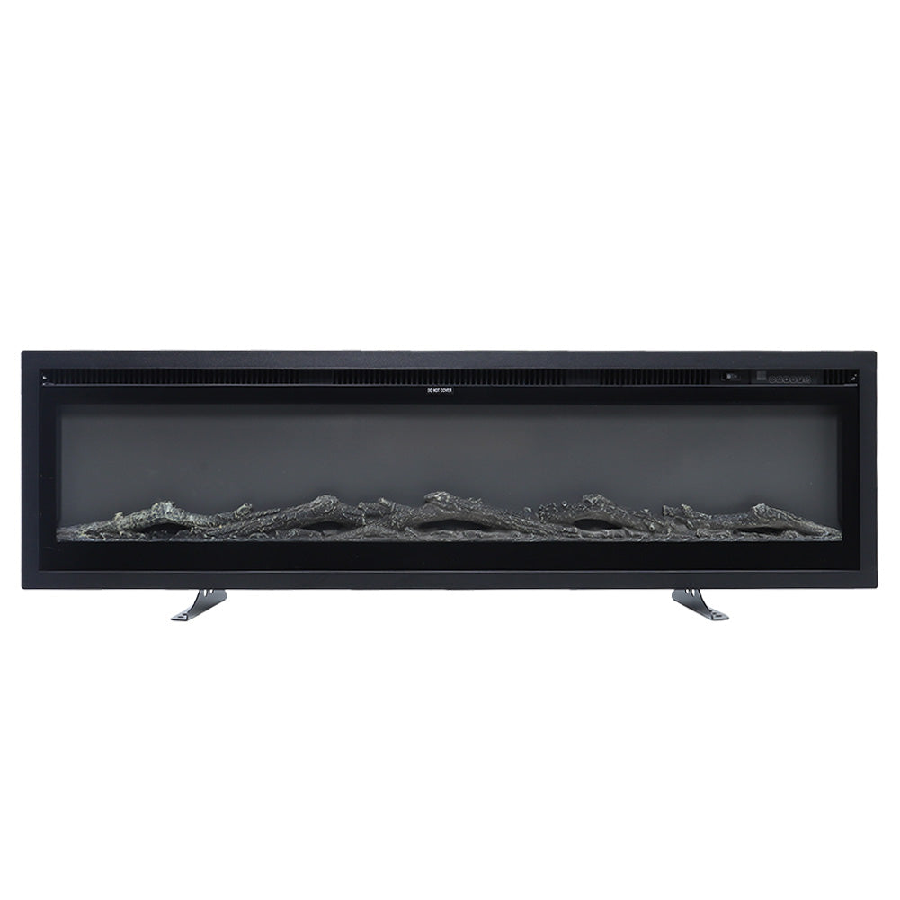 60 Inch LED Recessed Wall Mounted Freestanding Electric Fireplace 5120 BTU Heater Multi-Colour Flames