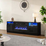 Modern Electric Fireplace TV Stand with LED Flame & Storage Electric Heater Unit