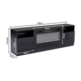 Modern Electric Fireplace TV Stand with LED Flame & Storage Electric Heater Unit